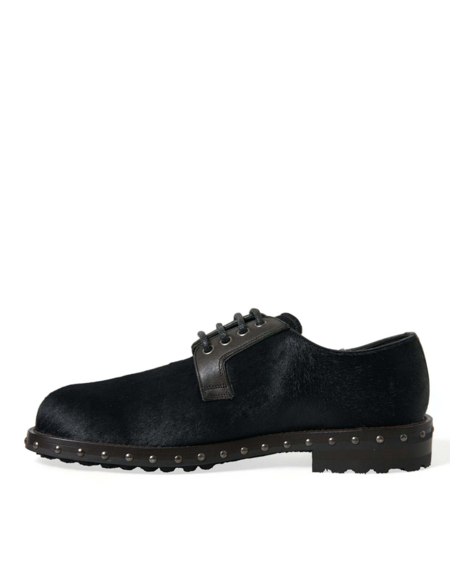 Dolce &amp; Gabbana Black Stable Fur Derby SAN PIETRO Dress Shoes