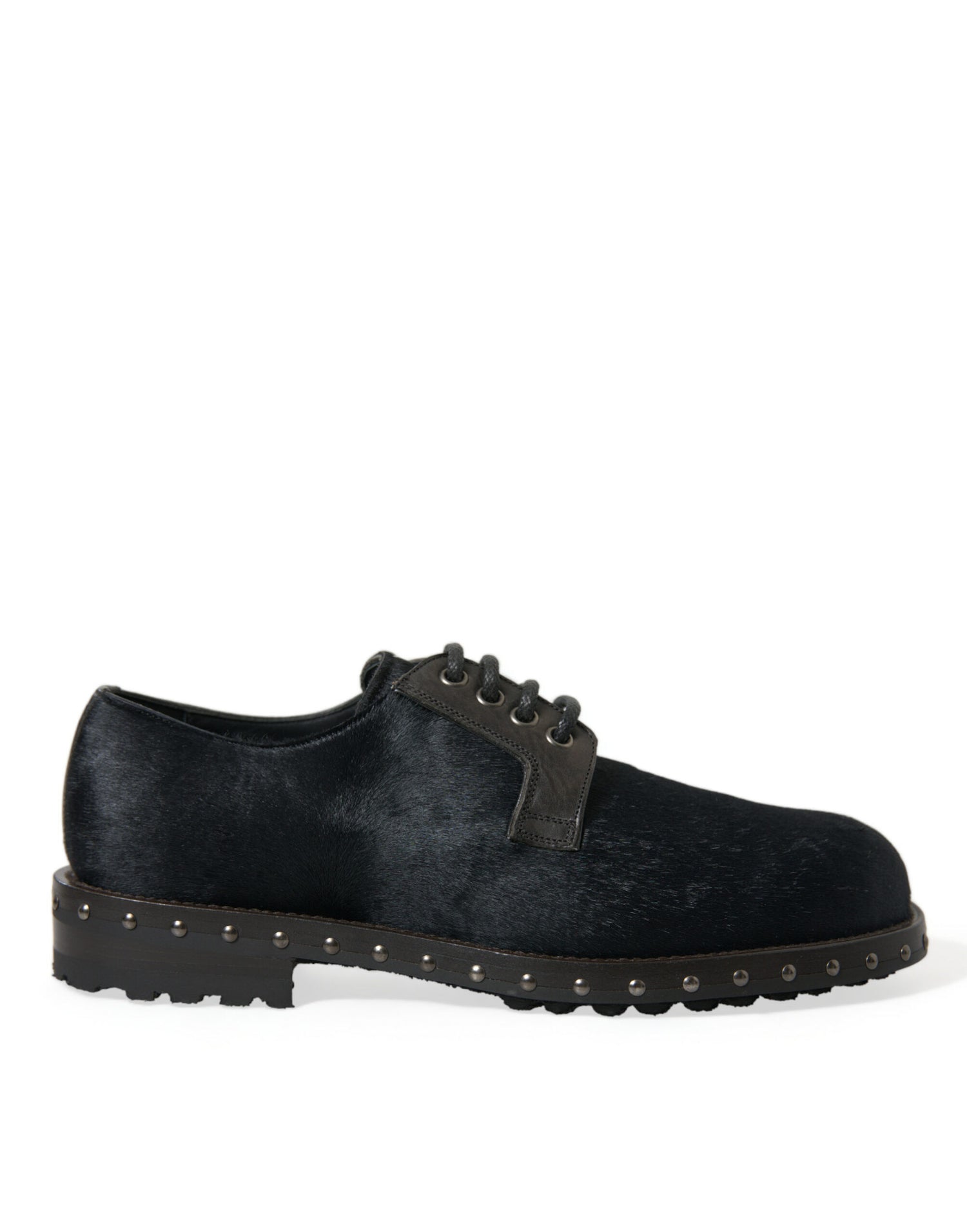 Dolce &amp; Gabbana Black Stable Fur Derby SAN PIETRO Dress Shoes