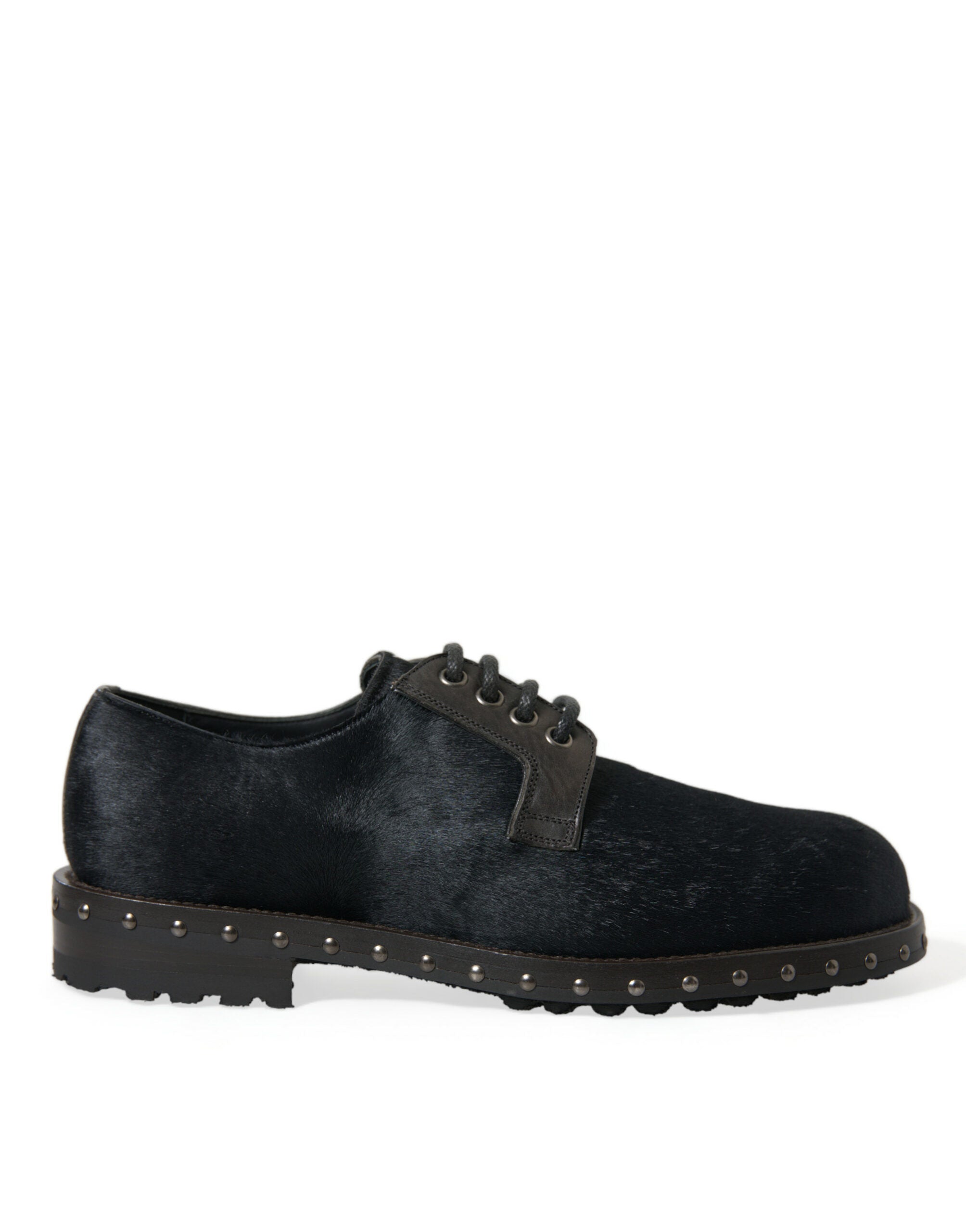 Dolce &amp; Gabbana Black Stable Fur Derby SAN PIETRO Dress Shoes