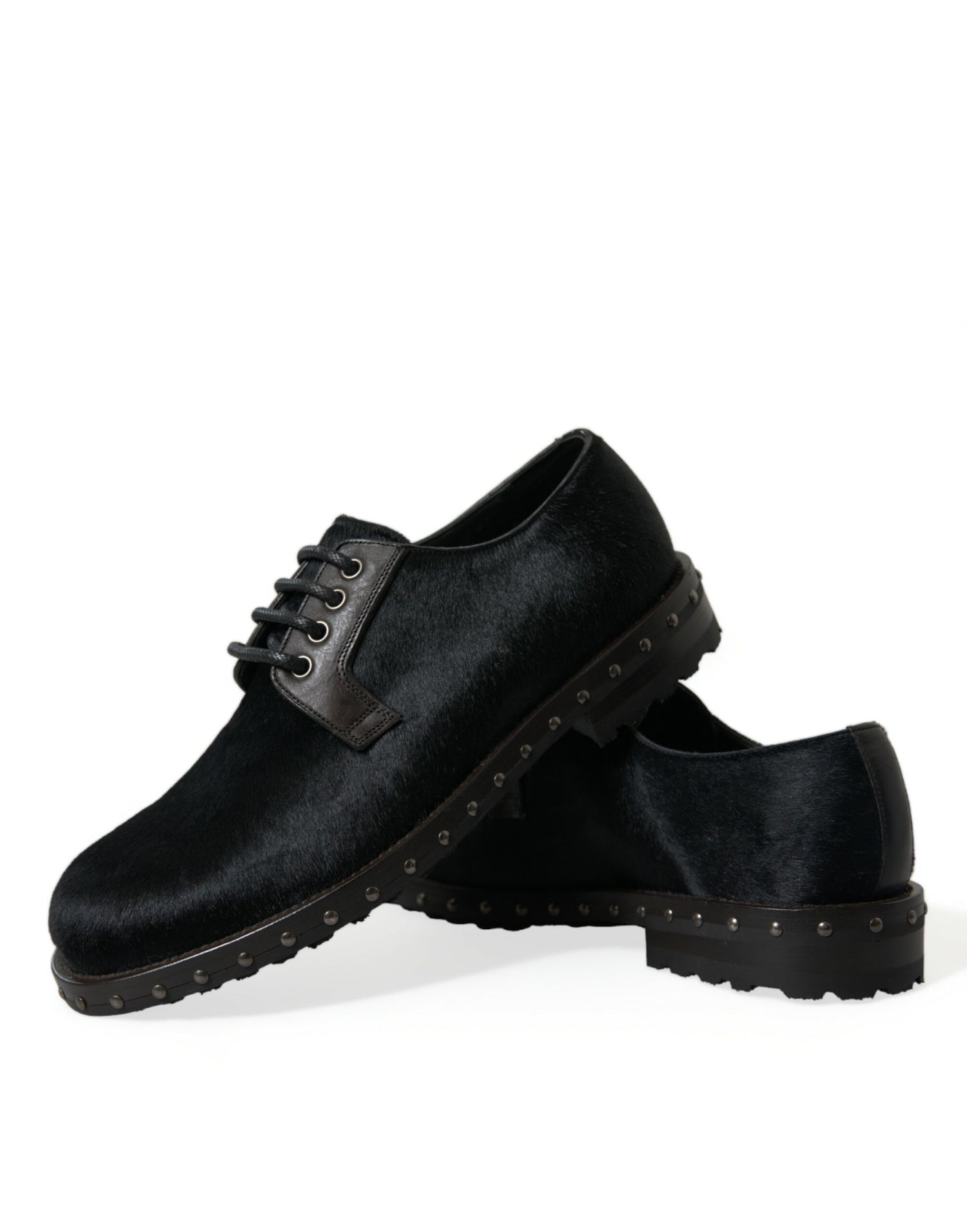 Dolce &amp; Gabbana Black Stable Fur Derby SAN PIETRO Dress Shoes
