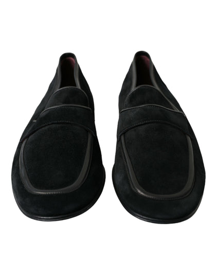 Dolce &amp; Gabbana Black Velvet Slip On Loafers Dress Shoes