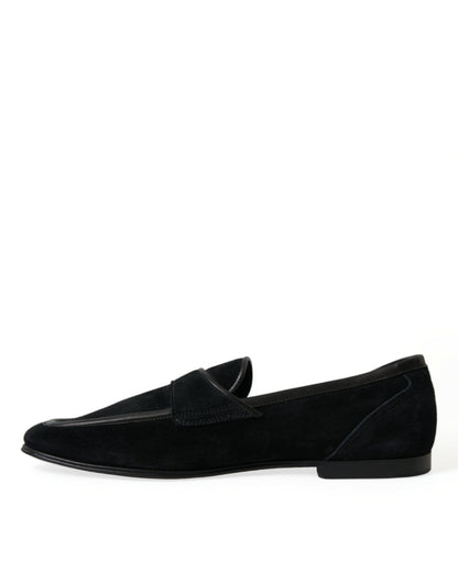 Dolce &amp; Gabbana Black Velvet Slip On Loafers Dress Shoes
