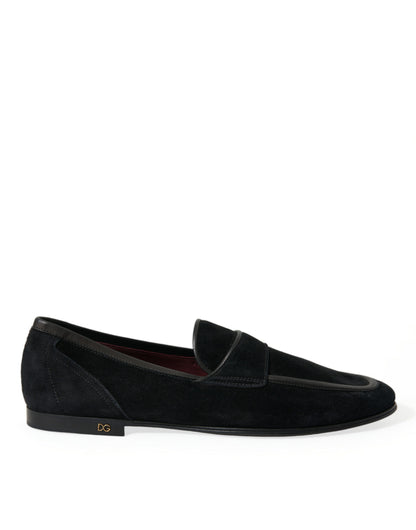 Dolce &amp; Gabbana Black Velvet Slip On Loafers Dress Shoes