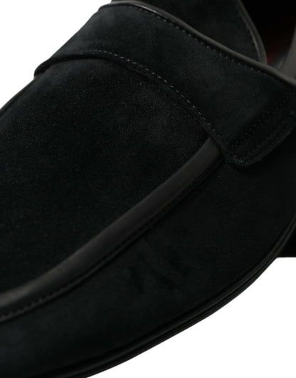 Dolce &amp; Gabbana Black Velvet Slip On Loafers Dress Shoes