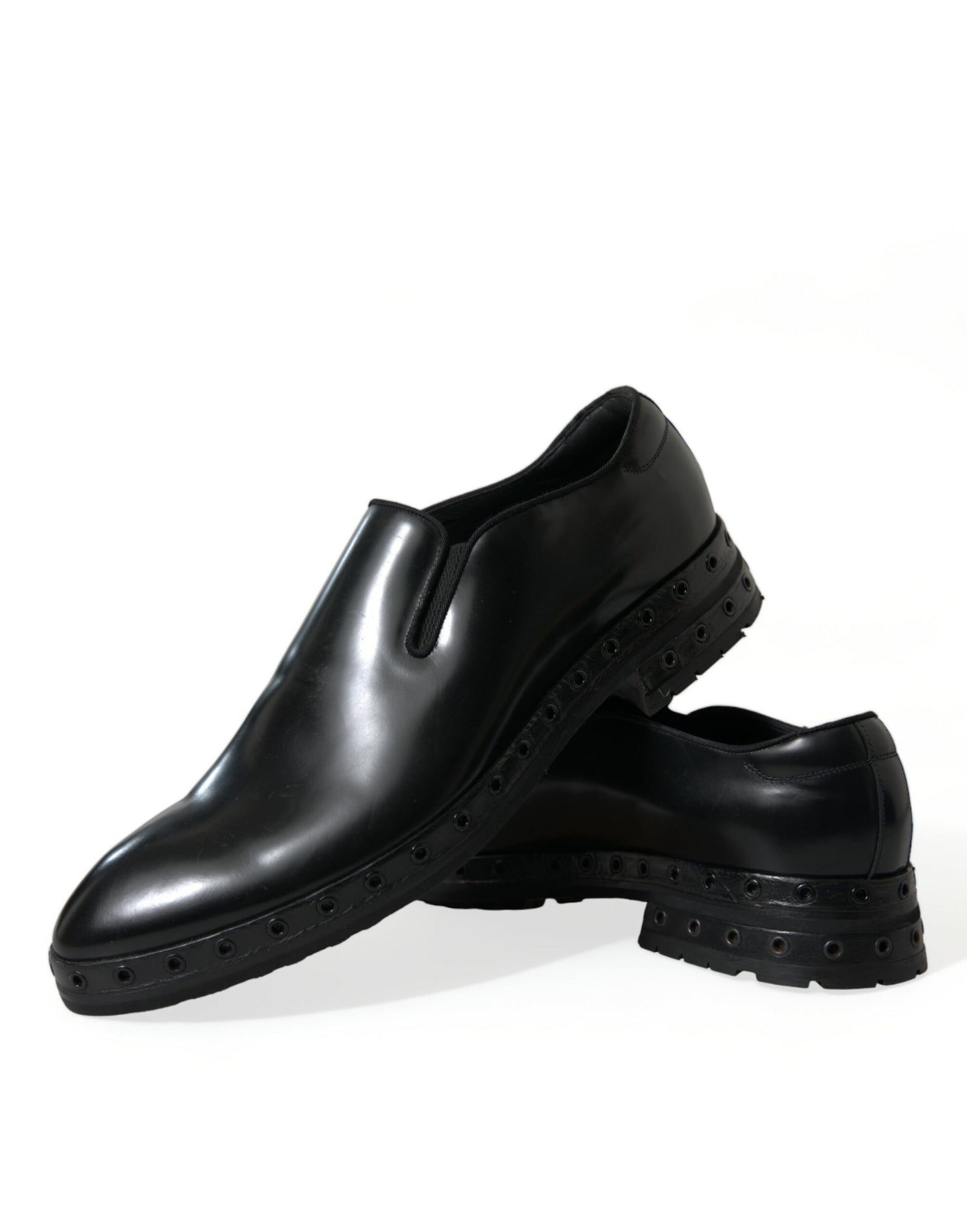 Dolce &amp;amp; Gabbana svarta loafers i läder med nitar, finskor