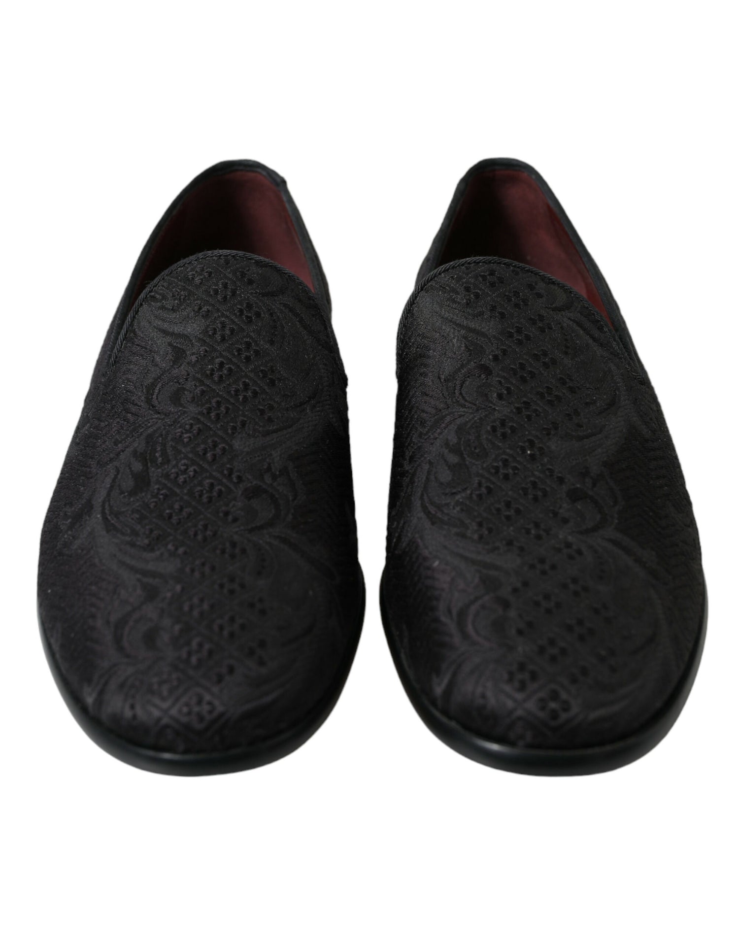 Dolce &amp;amp; Gabbana Svarta Brokad Herr Slip On Loafers Finskor