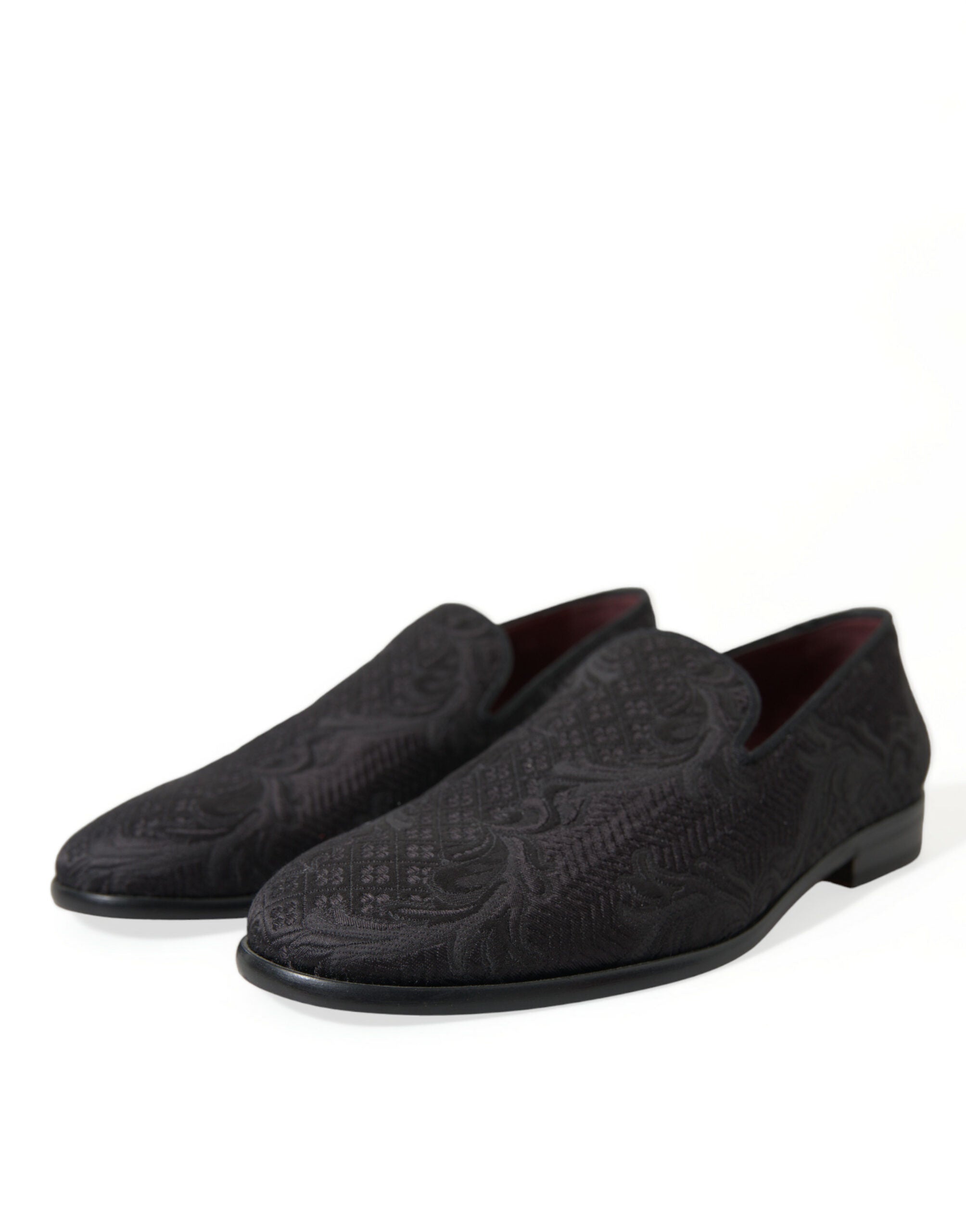 Dolce &amp;amp; Gabbana Svarta Brokad Herr Slip On Loafers Finskor
