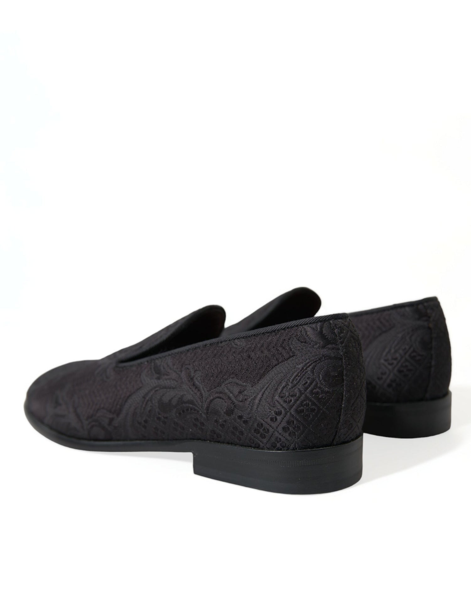 Dolce &amp;amp; Gabbana Svarta Brokad Herr Slip On Loafers Finskor