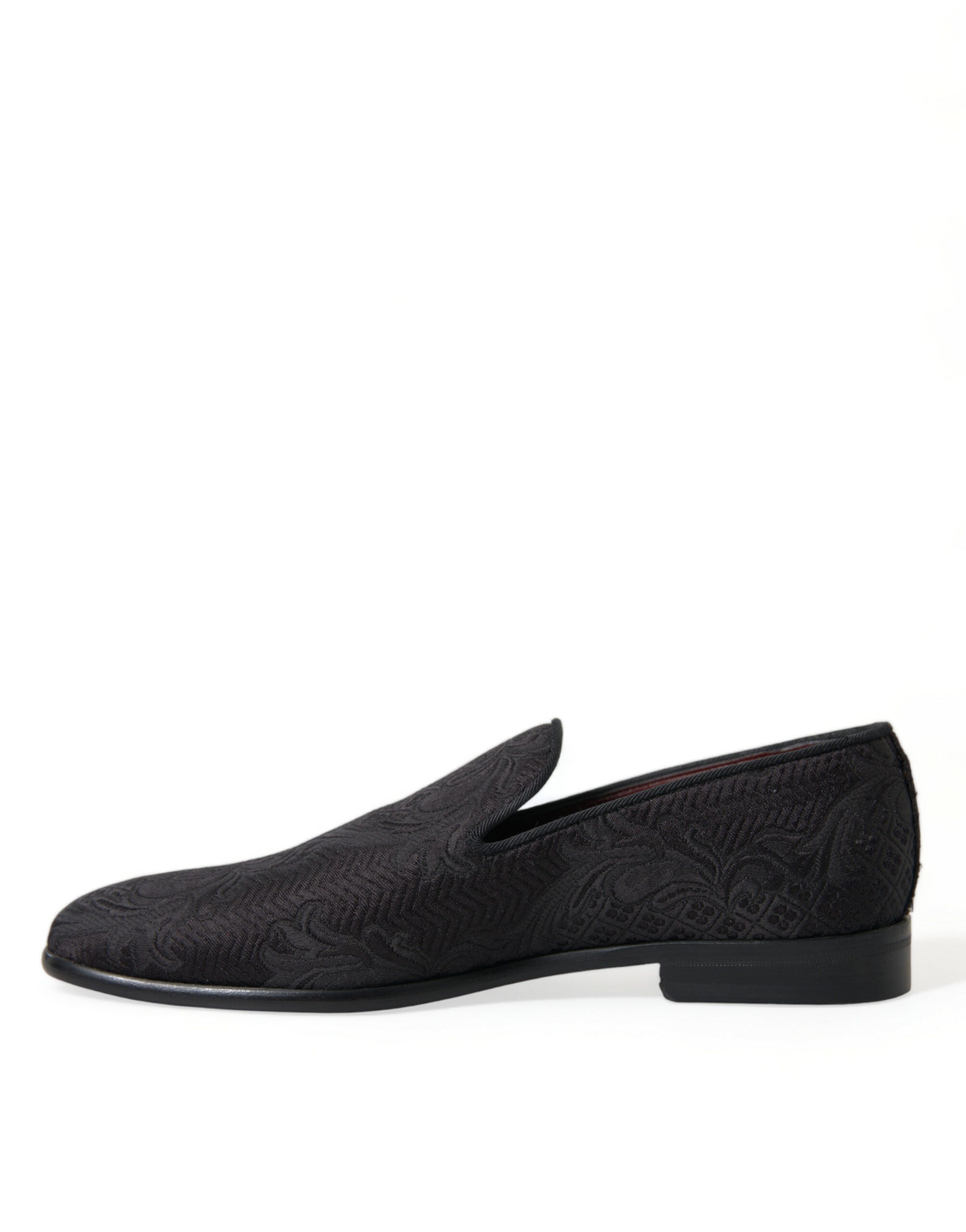 Dolce &amp;amp; Gabbana Svarta Brokad Herr Slip On Loafers Finskor