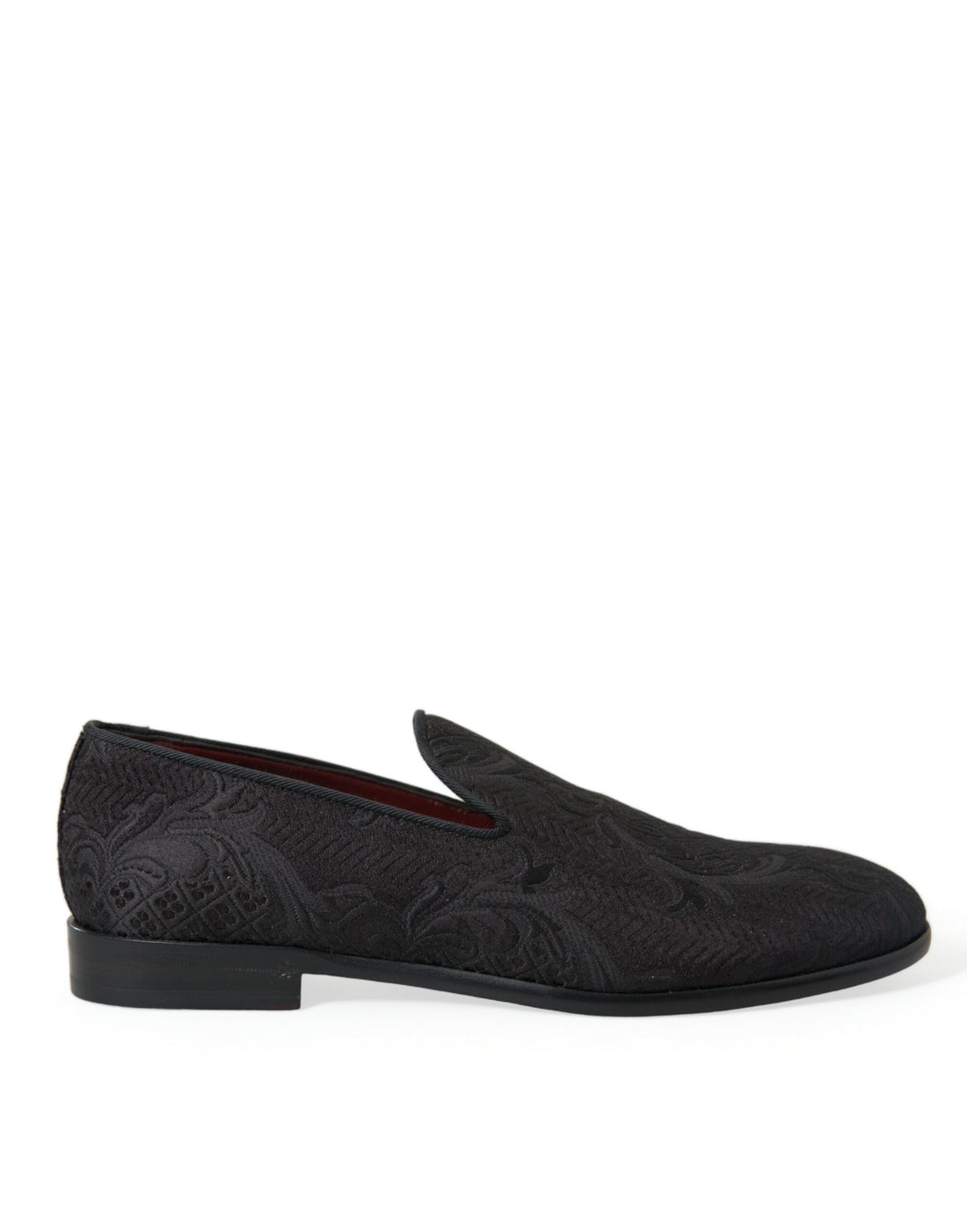 Dolce &amp; Gabbana Black Brocade Men Slip On Loafer Dress Shoes