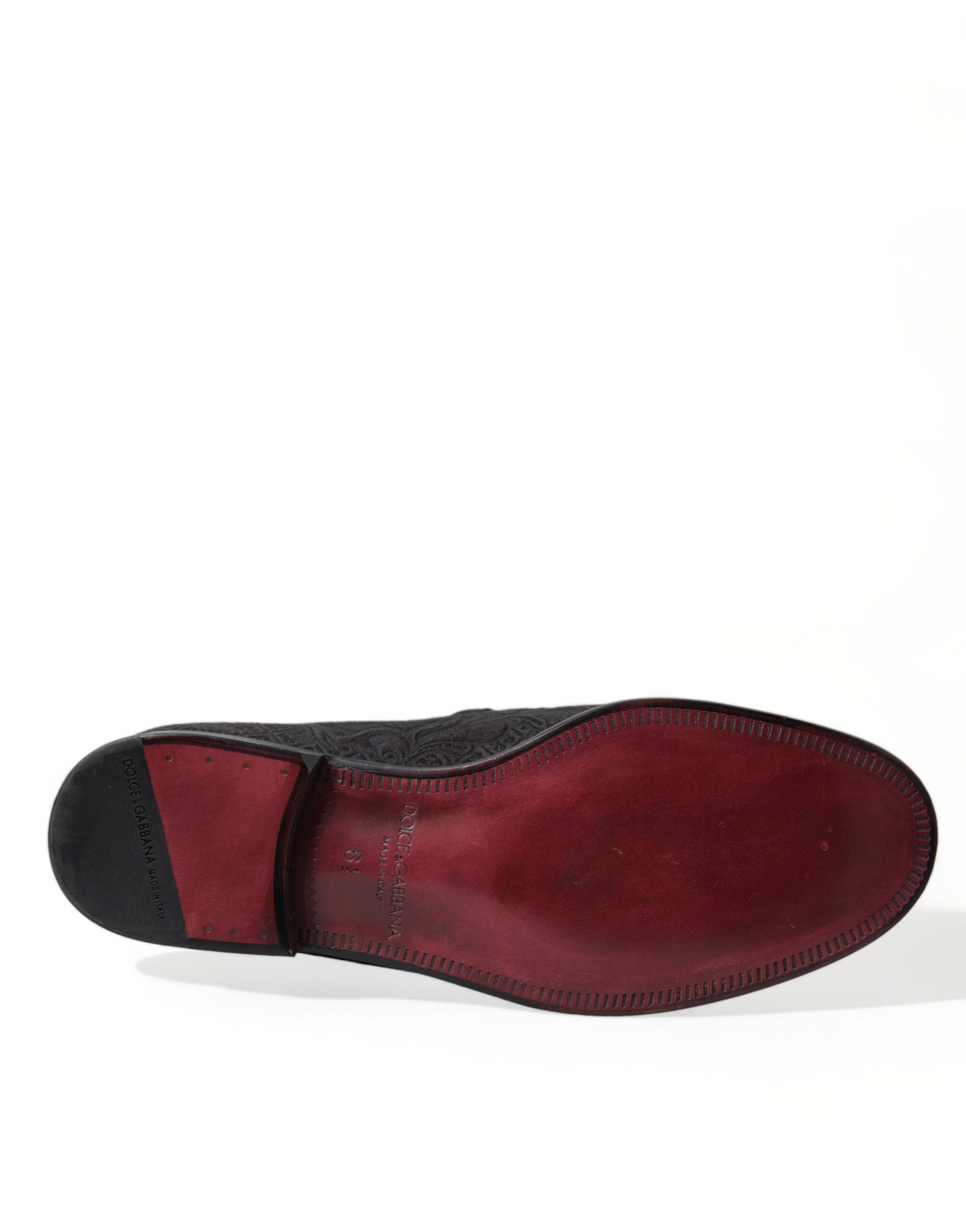 Dolce &amp;amp; Gabbana Svarta Brokad Herr Slip On Loafers Finskor
