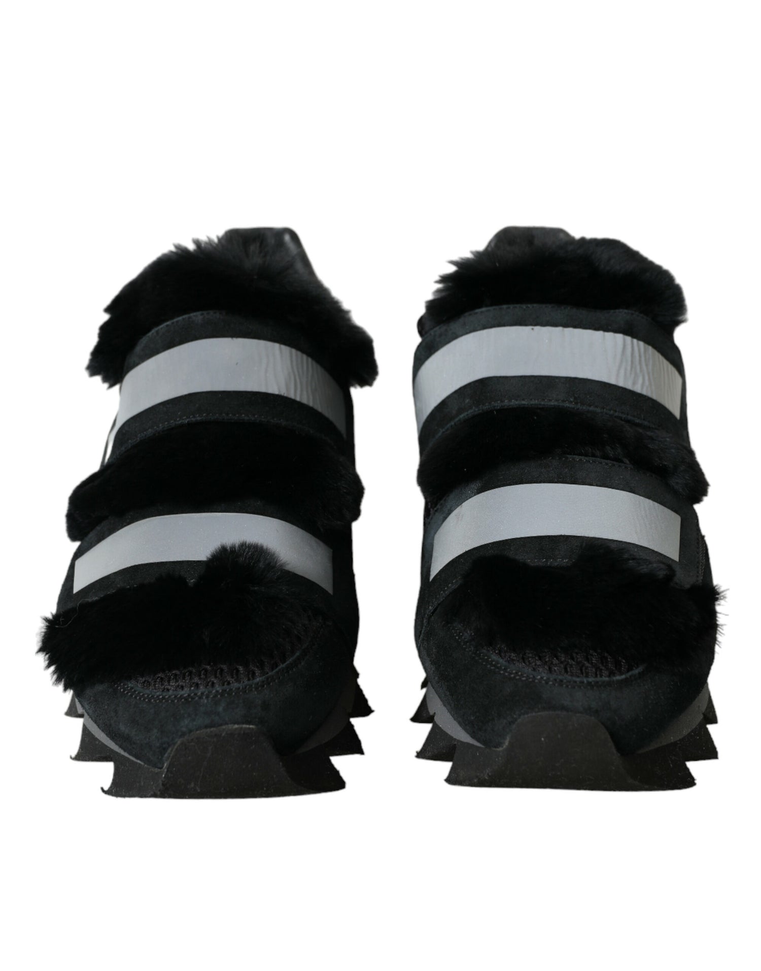 Dolce &amp;amp; Gabbana Svarta Pälsutsmyckade Mocka Sneakers Skor