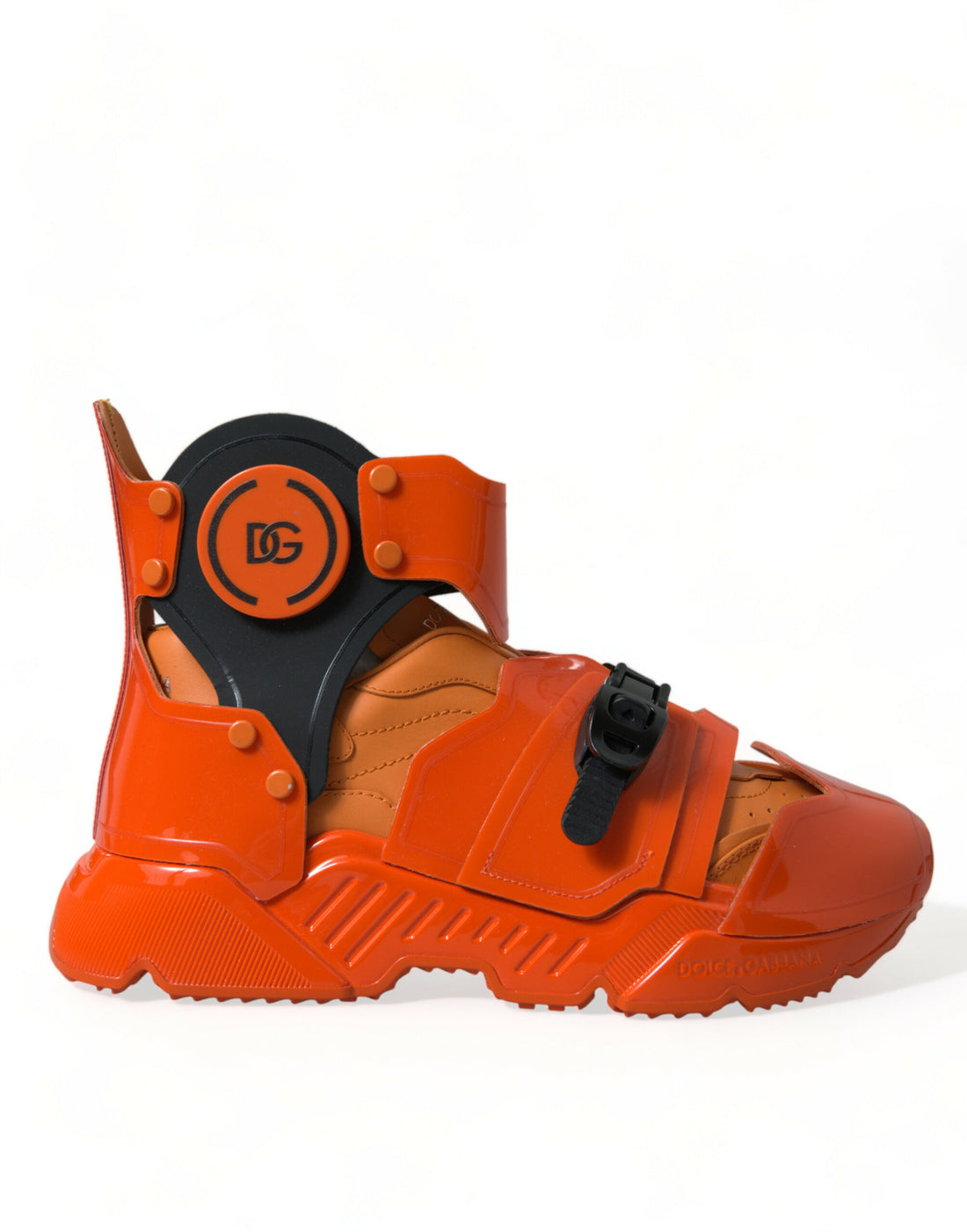 Dolce &amp; Gabbana Orange Multi Panel Chunky High Top Sneakers Shoes