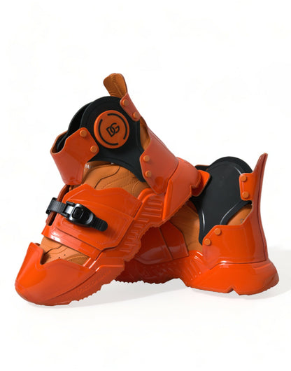 Dolce &amp; Gabbana Orange Multi Panel Chunky High Top Sneakers Shoes