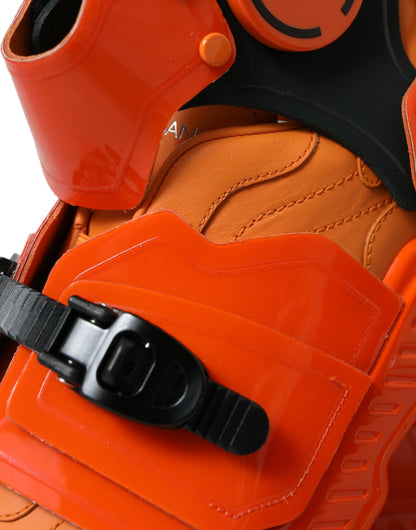 Dolce &amp; Gabbana Orange Multi Panel Chunky High Top Sneakers Shoes