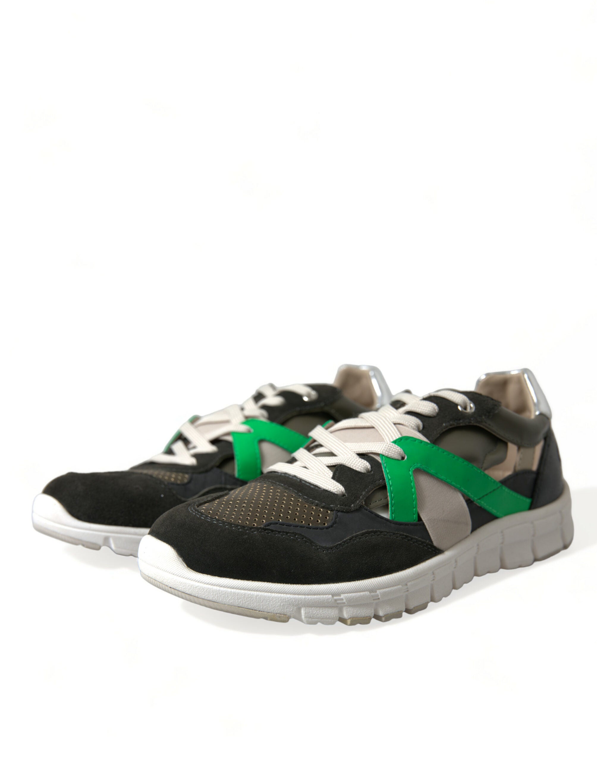 Dolce &amp; Gabbana Multicolor Leather Suede Low Top Sneakers Shoes