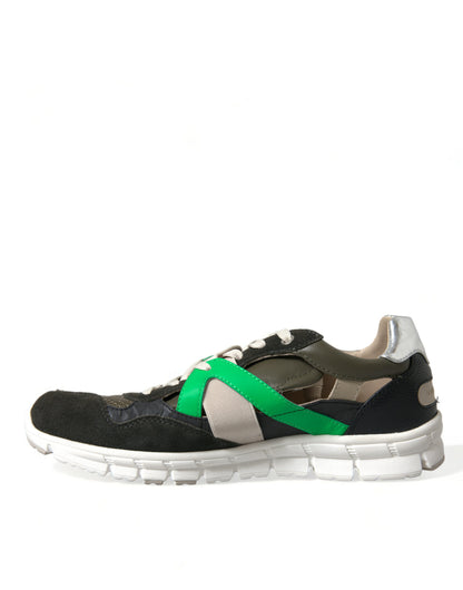 Dolce &amp; Gabbana Multicolor Leather Suede Low Top Sneakers Shoes