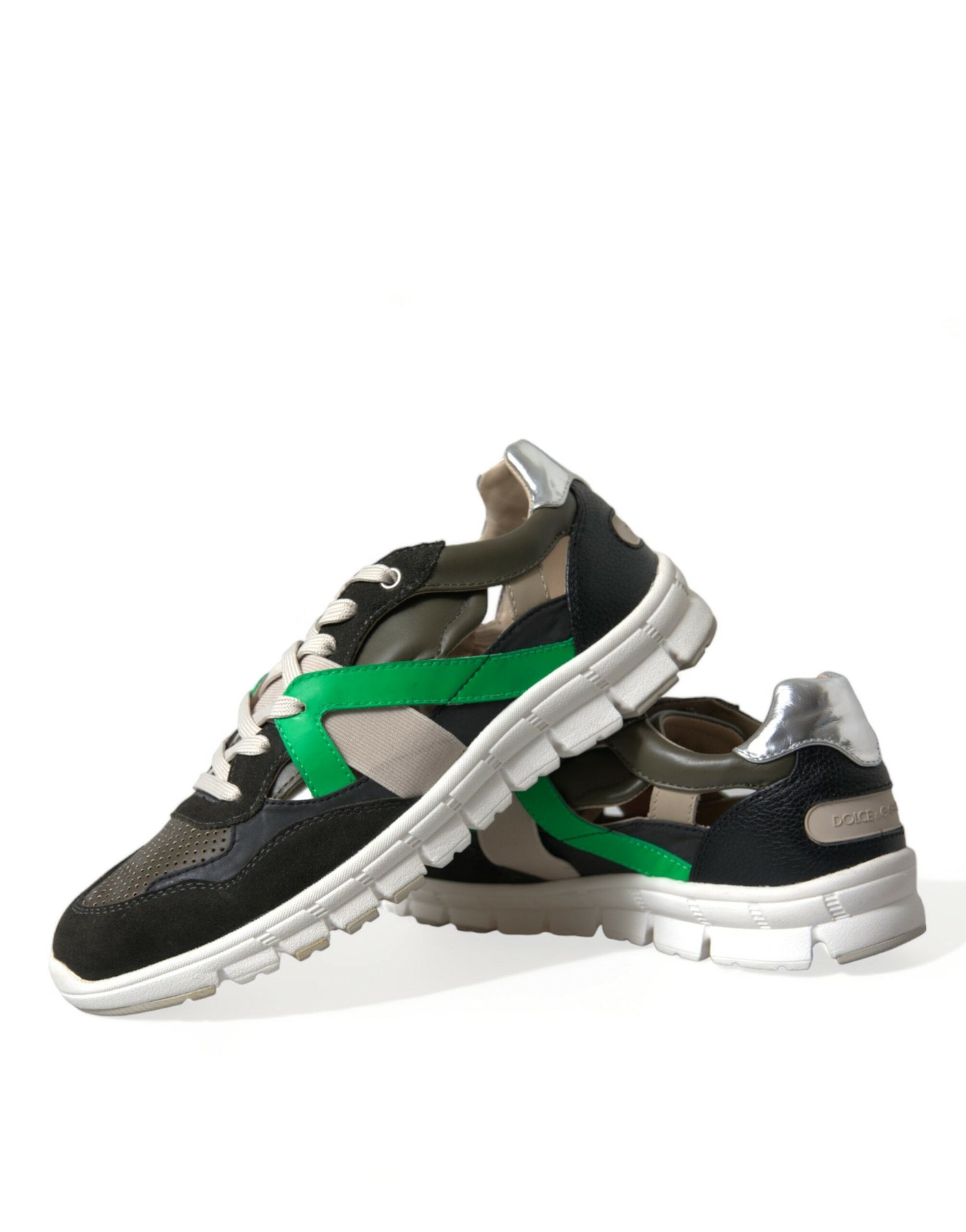 Dolce &amp; Gabbana Multicolor Leather Suede Low Top Sneakers Shoes
