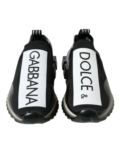 Dolce &amp; Gabbana Black White Slip On Sneakers Sorrento Shoes