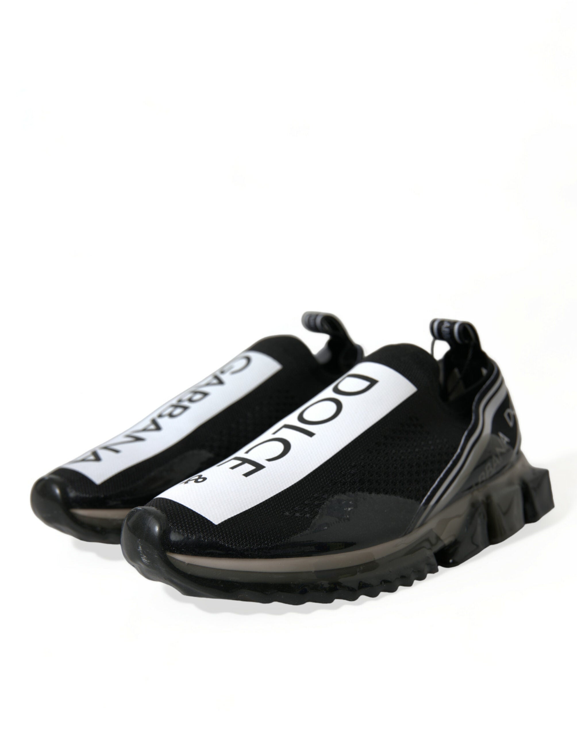 Dolce &amp; Gabbana Black White Slip On Sneakers Sorrento Shoes