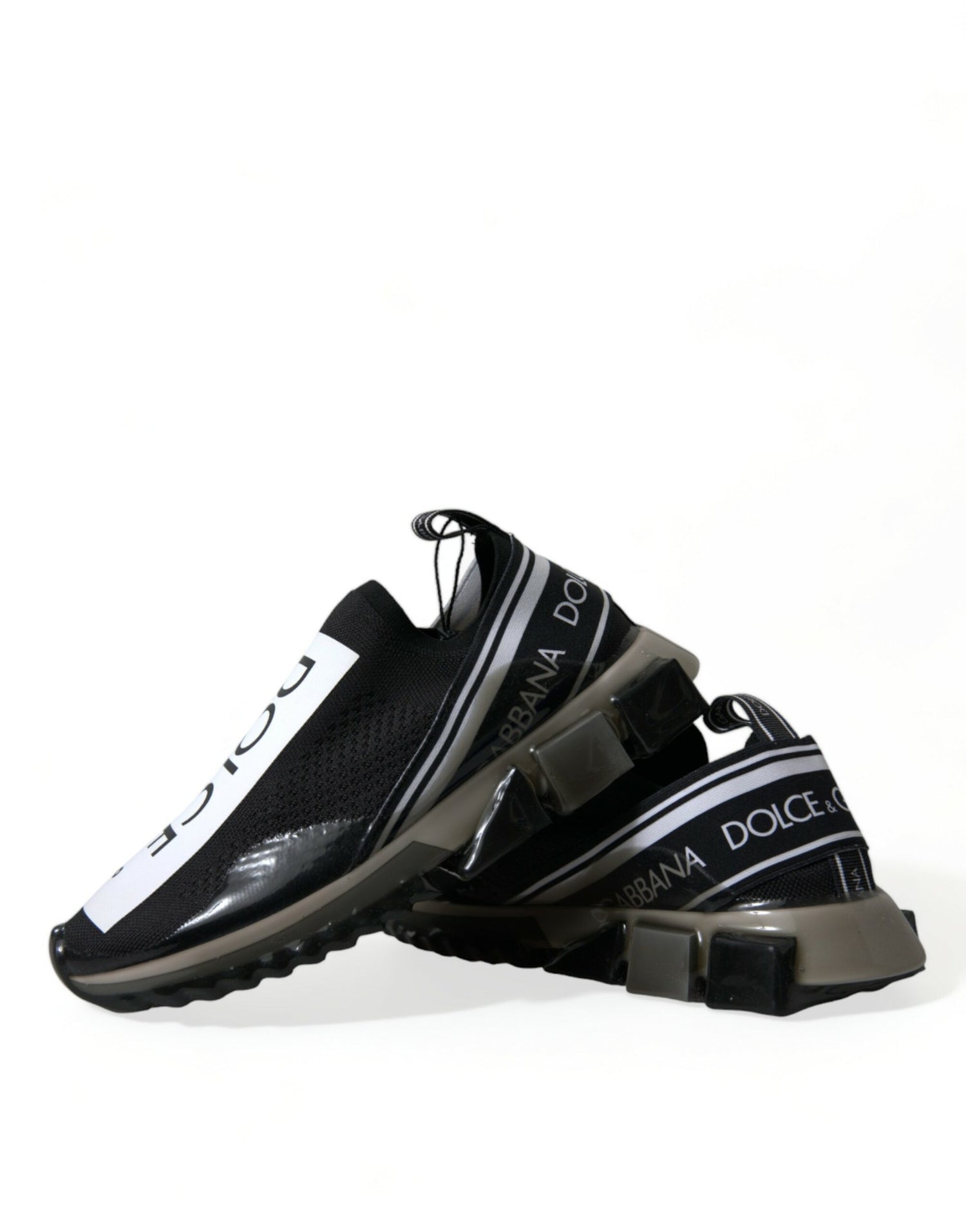 Dolce &amp; Gabbana Black White Slip On Sneakers Sorrento Shoes