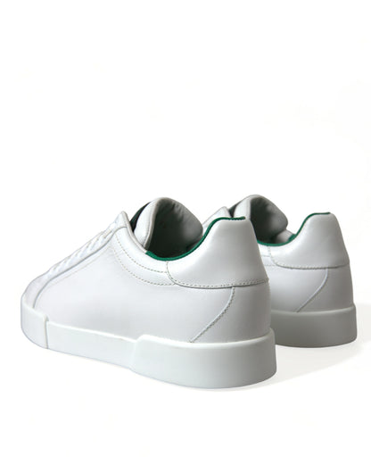 Dolce &amp; Gabbana White Green Leather Portofino Sneakers Shoes