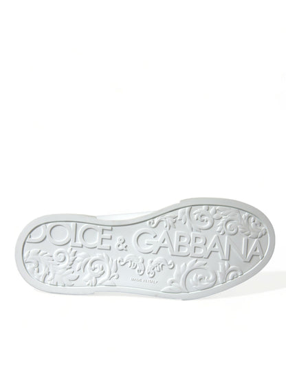 Dolce &amp; Gabbana White Green Leather Portofino Sneakers Shoes