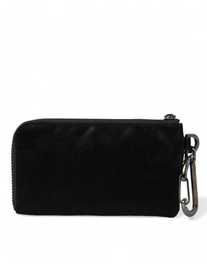 Dolce &amp; Gabbana Black Nylon Logo Plaque Keyring Pouch Clutch Bag