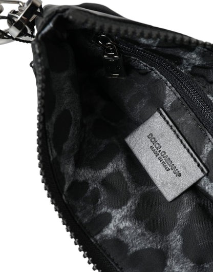 Dolce &amp; Gabbana Black Nylon Logo Plaque Keyring Pouch Clutch Bag