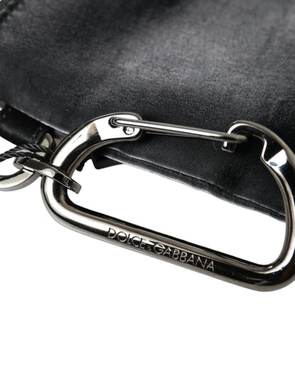 Dolce &amp; Gabbana Black Nylon Logo Plaque Keyring Pouch Clutch Bag