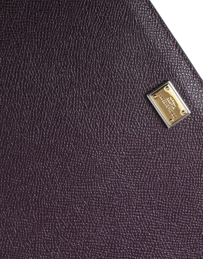 Dolce &amp;amp; Gabbana mörkbrunt läderfodral med logotyp och surfplatta