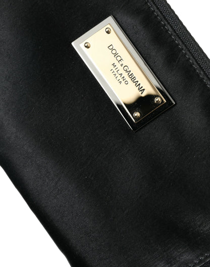 Dolce &amp; Gabbana Black Nylon Logo Plaque Keyring Pouch Clutch Bag