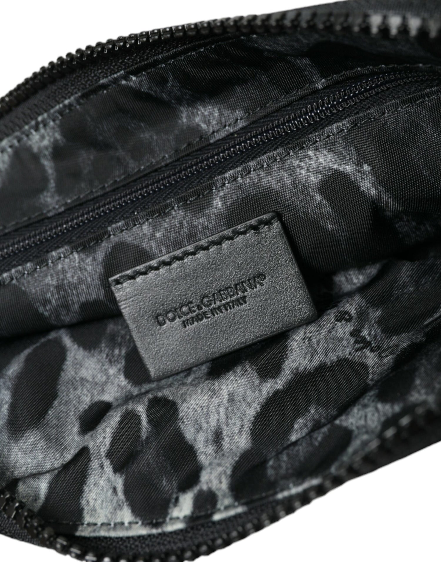 Dolce &amp; Gabbana Black Nylon Logo Plaque Keyring Pouch Clutch Bag