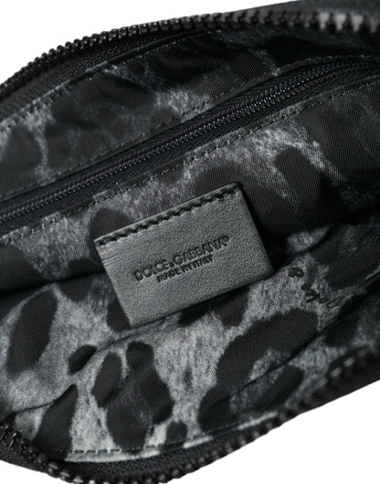 Dolce &amp; Gabbana Black Nylon Logo Plaque Keyring Pouch Clutch Bag