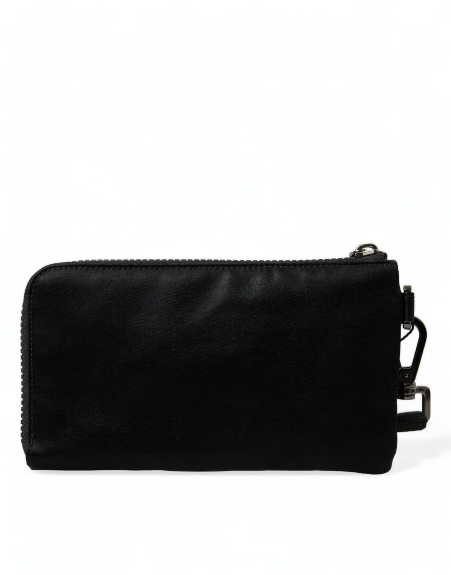 Dolce &amp; Gabbana Black Nylon Logo Plaque Keyring Pouch Clutch Bag