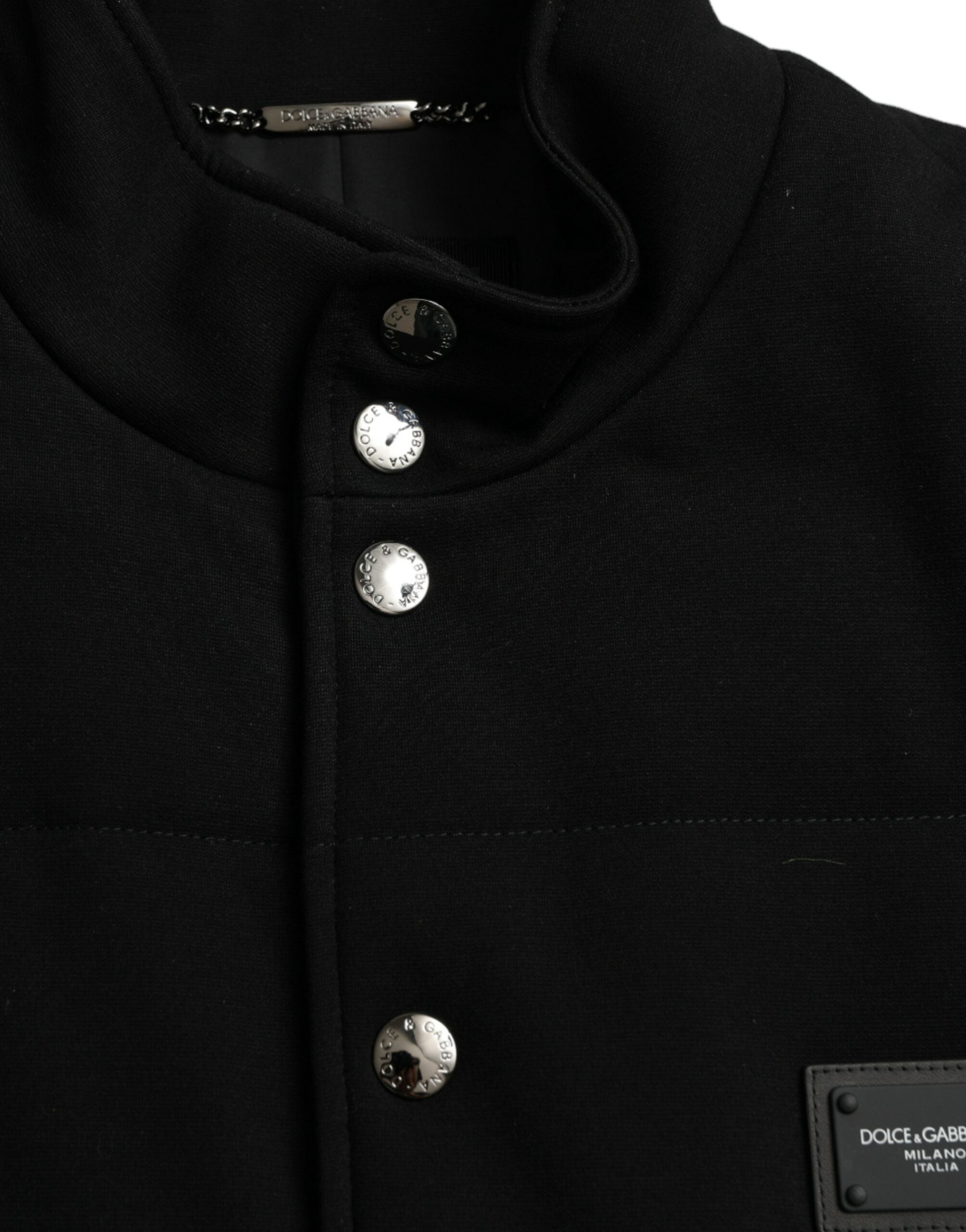 Dolce &amp; Gabbana Black Rayon Buttoned Vest Logo Jacket