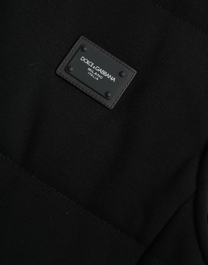 Dolce &amp; Gabbana Black Rayon Buttoned Vest Logo Jacket