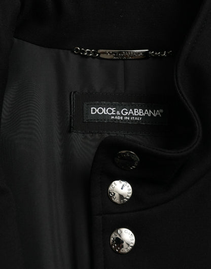 Dolce &amp; Gabbana Black Rayon Buttoned Vest Logo Jacket