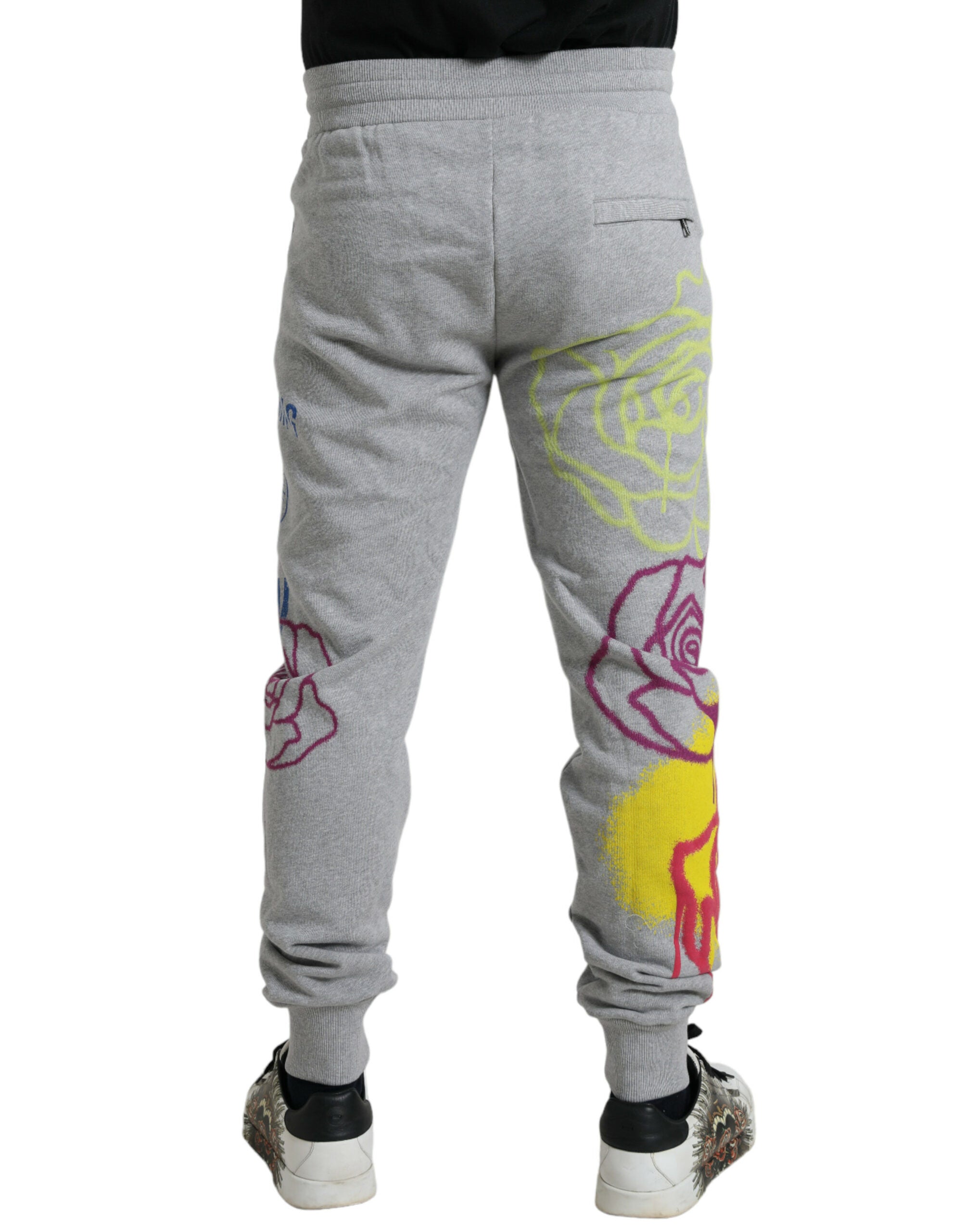 Dolce &amp; Gabbana Gray Cotton Graffiti Sweatpants Jogger Pants