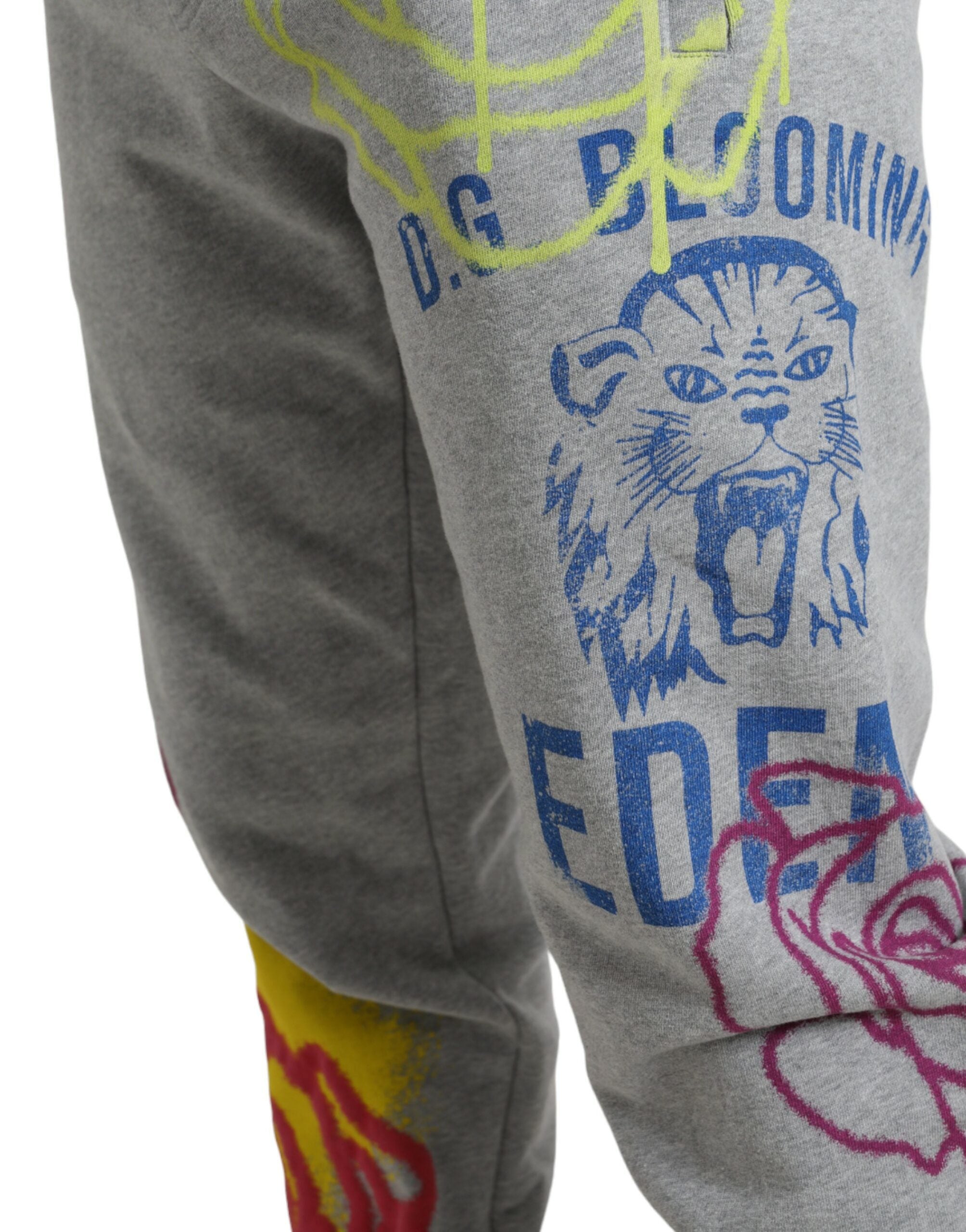 Dolce &amp; Gabbana Gray Cotton Graffiti Sweatpants Jogger Pants