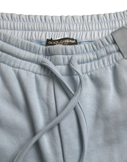 Dolce &amp;amp; Gabbana Ljusblå Bomullsmjukisbyxor Herr Joggerbyxor