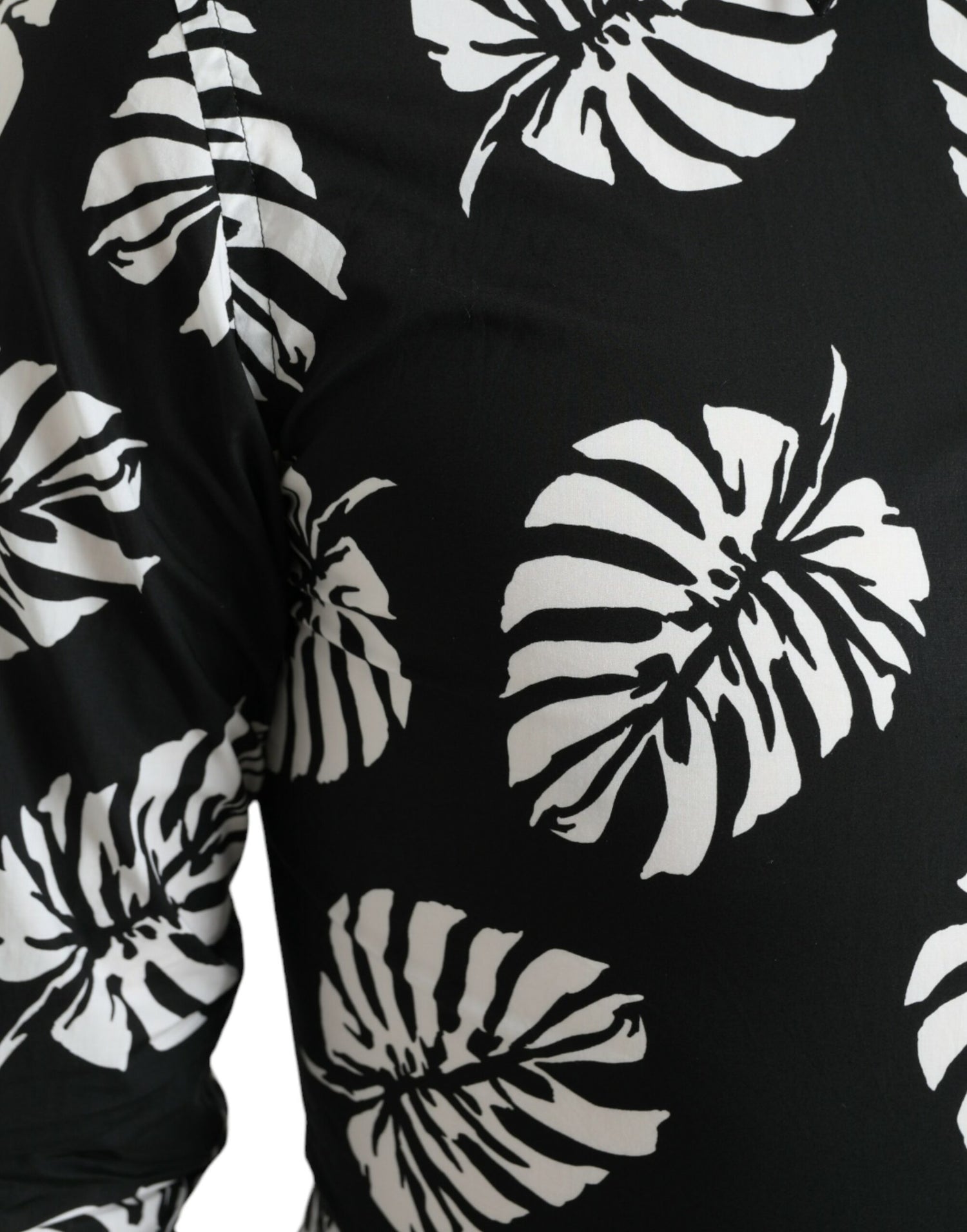 Dolce &amp;amp; Gabbana Black Leaf Cotton Herr Formell Guldskjorta