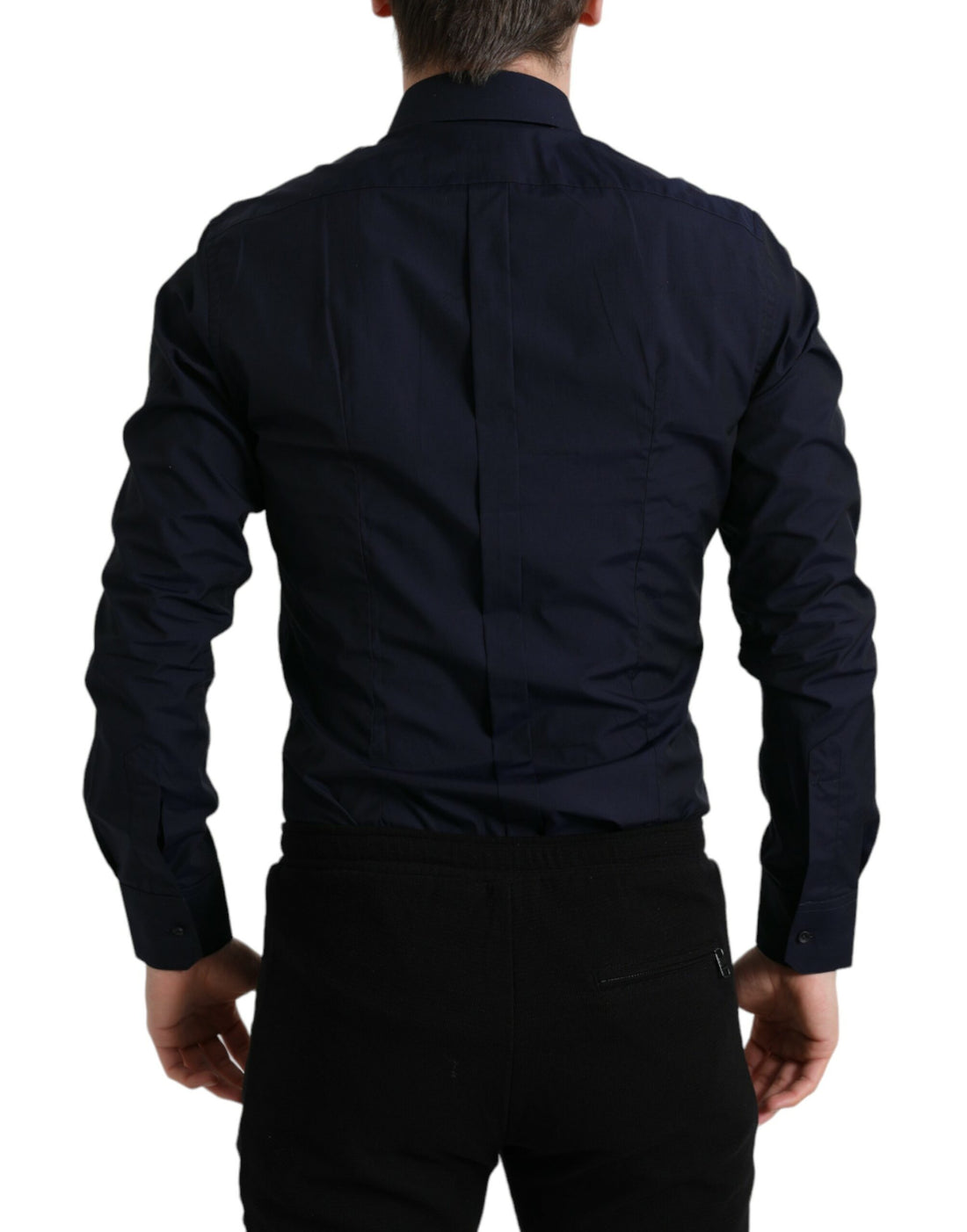 Dolce &amp;amp; Gabbana Marinblå Slim Fit Formell Guldskjorta