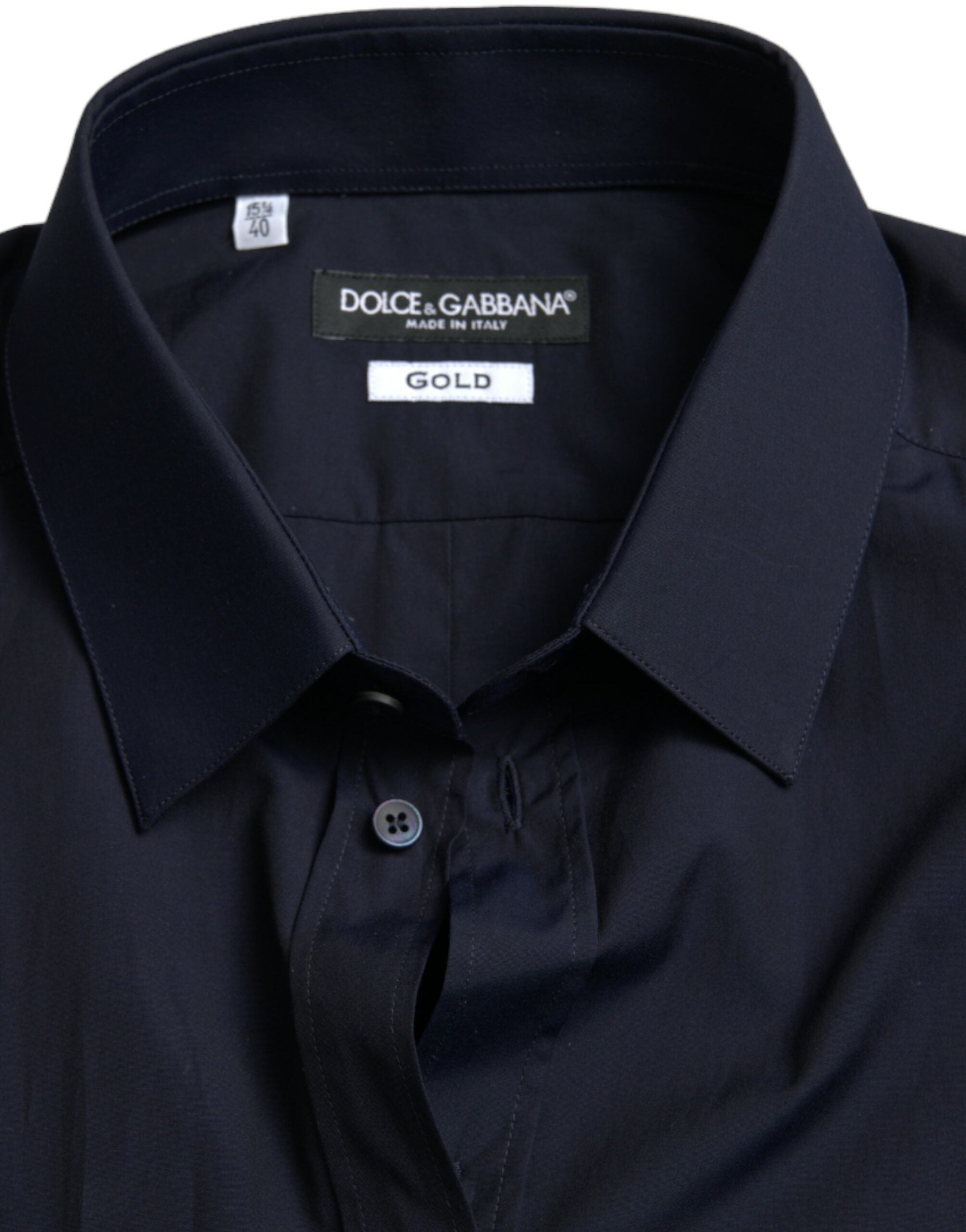 Dolce &amp;amp; Gabbana Marinblå Slim Fit Formell Guldskjorta