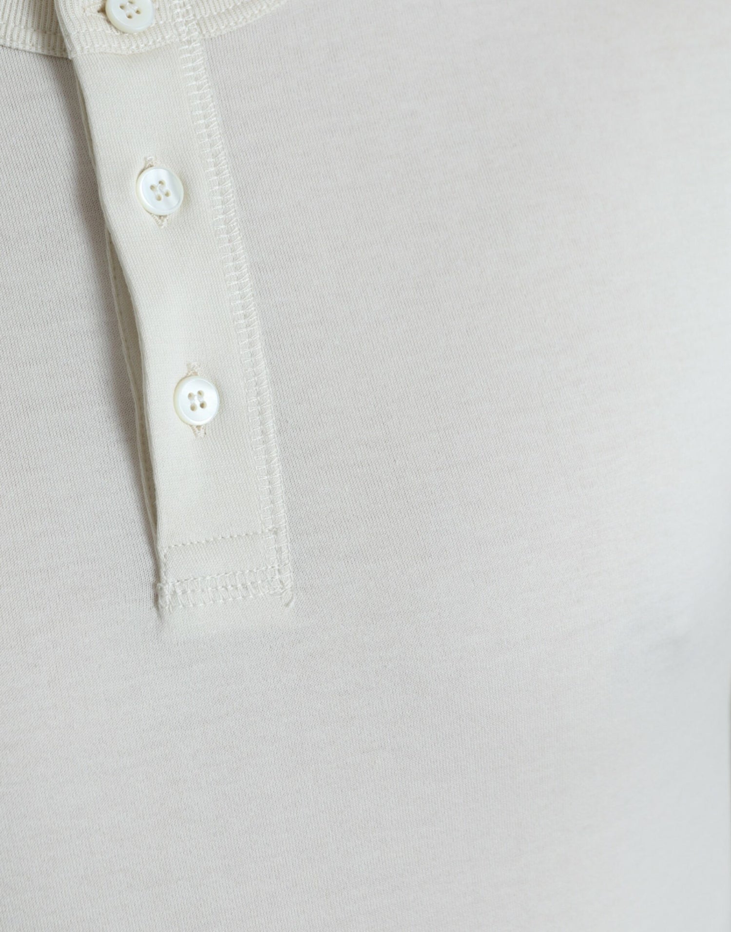 Dolce &amp; Gabbana Off White Cotton Henley Pullover Sweater