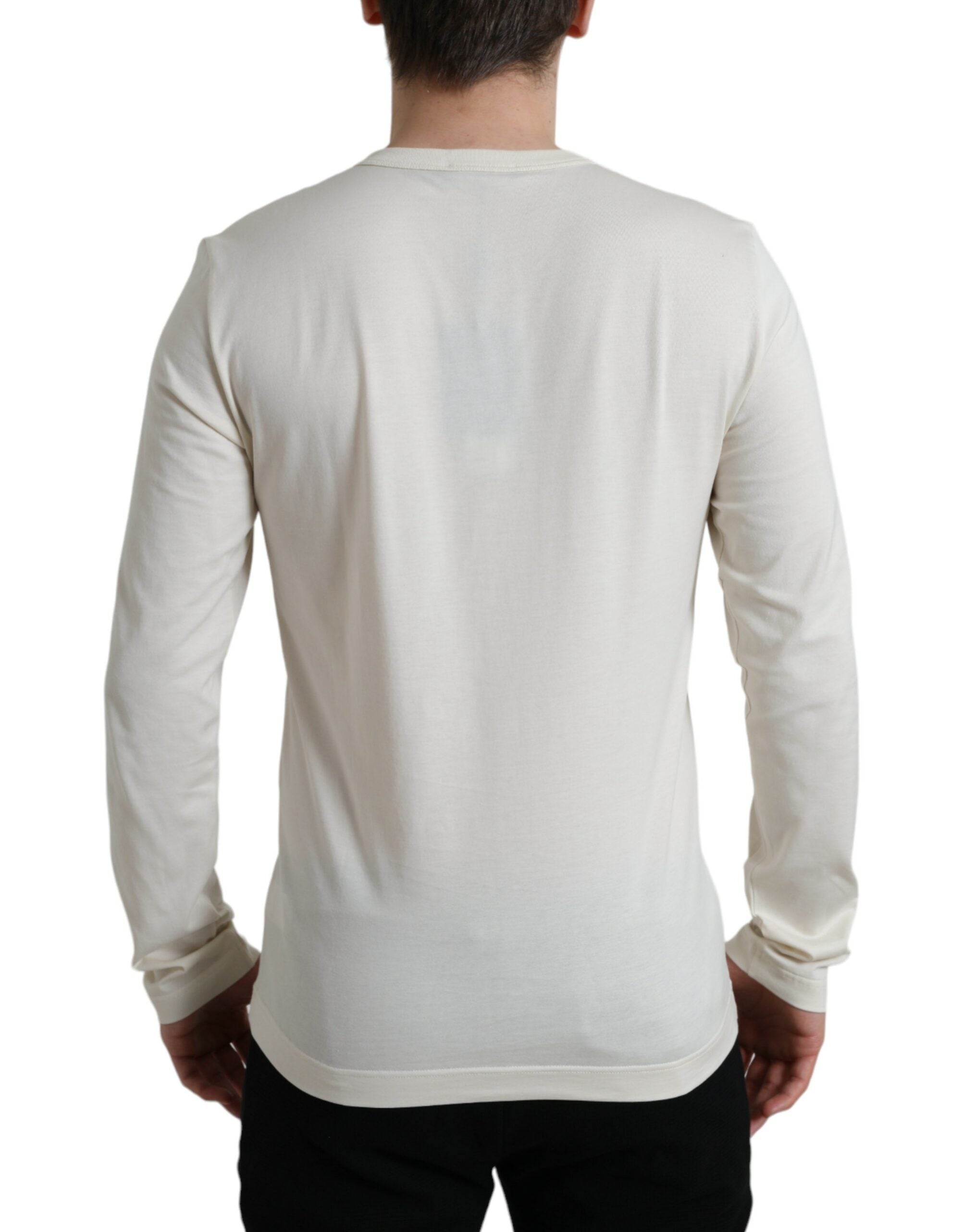 Dolce &amp; Gabbana Off White Cotton Henley Pullover Sweater