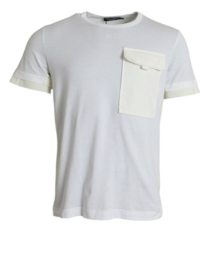 Dolce &amp; Gabbana White Cotton Pocket Short Sleeves T-shirt