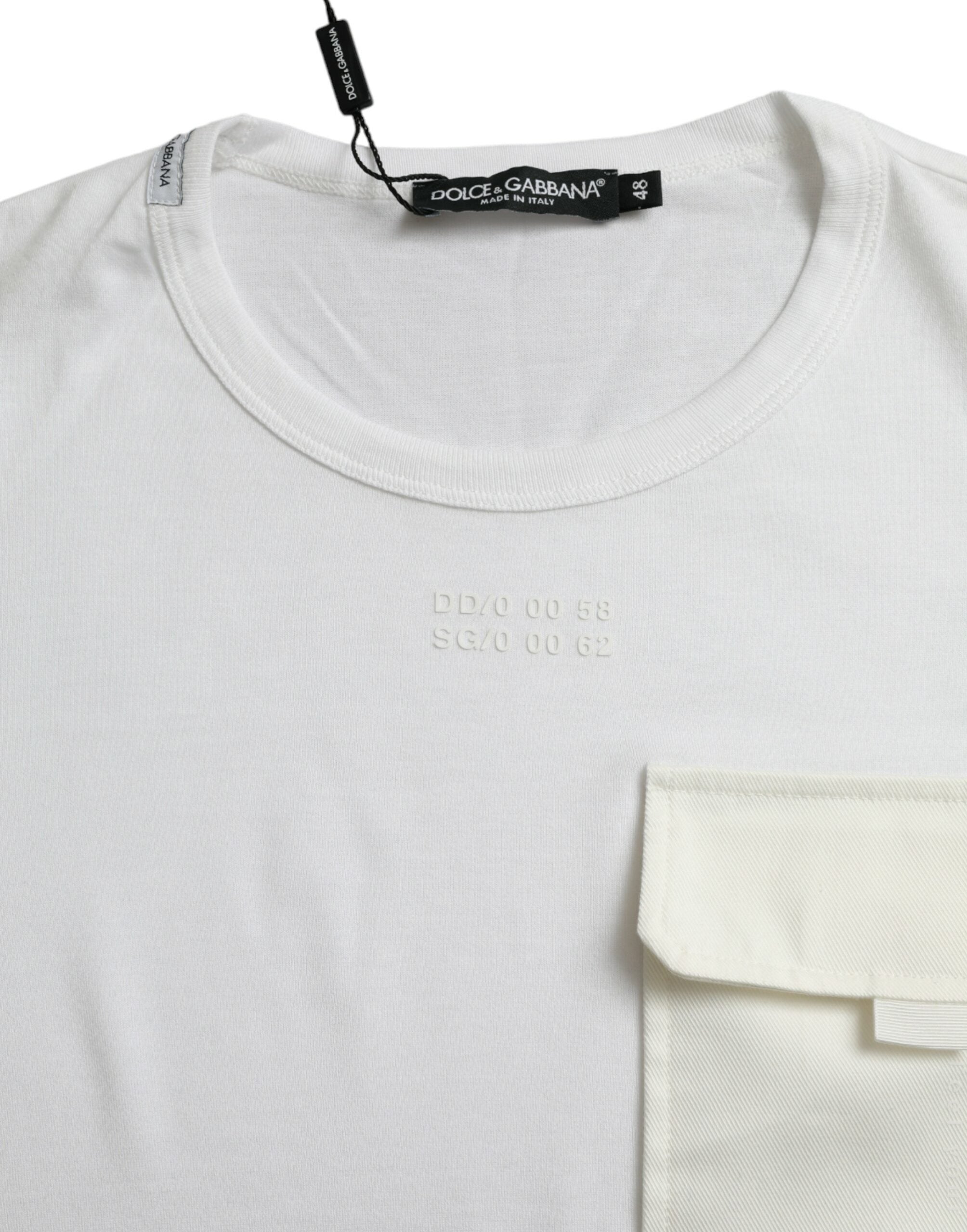Dolce &amp; Gabbana White Cotton Pocket Short Sleeves T-shirt
