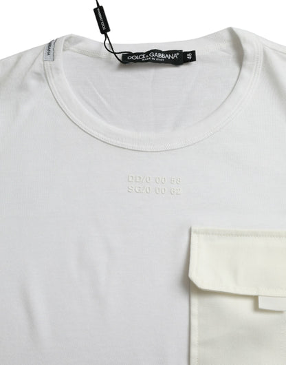 Dolce &amp; Gabbana White Cotton Pocket Short Sleeves T-shirt