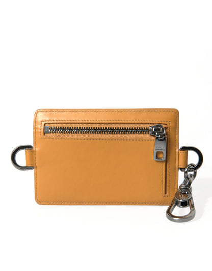Dolce &amp;amp; Gabbana Orange Kalvskinn Kreditkortshållare Clip On Plånbok